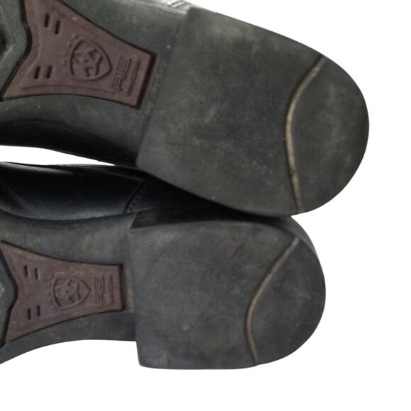 Ariat Black Leather Kiltie Paddock Western Riding Boots Size 6.5 Cowboy Womens - Picture 10 of 16